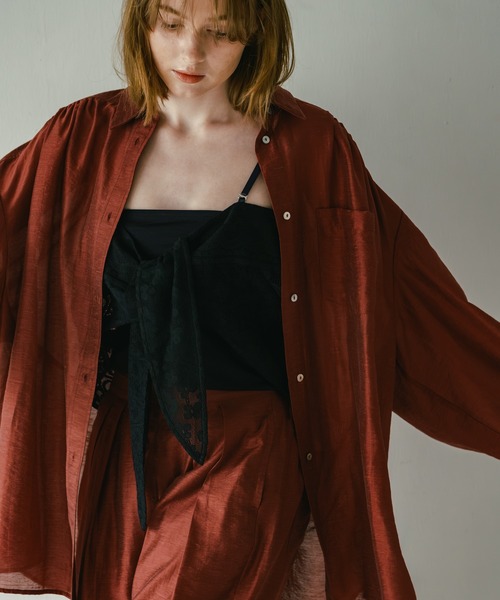 WHYTO.（ホワイト）の「「WHYTO. / ホワイト」 SHEER VOLUME BLOUSE（シャツ/ブラウス・レディース・オフホワイト/ライム/ピンク/ブルー/ブラック/ライトベージュ/ブラウン系その他/ブラウン・36/38）」の11枚目の写真