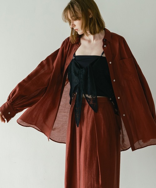 WHYTO.（ホワイト）の「「WHYTO. / ホワイト」 SHEER VOLUME BLOUSE（シャツ/ブラウス・レディース・オフホワイト/ライム/ピンク/ブルー/ブラック/ライトベージュ/ブラウン系その他/ブラウン・36/38）」の13枚目の写真