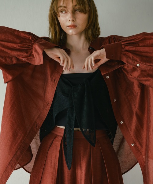 WHYTO.（ホワイト）の「「WHYTO. / ホワイト」 SHEER VOLUME BLOUSE（シャツ/ブラウス・レディース・オフホワイト/ライム/ピンク/ブルー/ブラック/ライトベージュ/ブラウン系その他/ブラウン・36/38）」の16枚目の写真