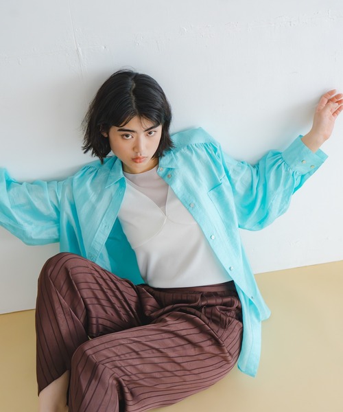WHYTO.（ホワイト）の「「WHYTO. / ホワイト」 SHEER VOLUME BLOUSE（シャツ/ブラウス・レディース・オフホワイト/ライム/ピンク/ブルー/ブラック/ライトベージュ/ブラウン系その他/ブラウン・36/38）」の19枚目の写真