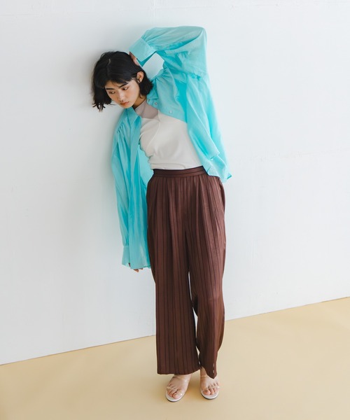 WHYTO.（ホワイト）の「「WHYTO. / ホワイト」 SHEER VOLUME BLOUSE（シャツ/ブラウス・レディース・オフホワイト/ライム/ピンク/ブルー/ブラック/ライトベージュ/ブラウン系その他/ブラウン・36/38）」の21枚目の写真