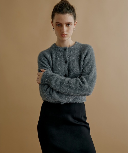 kiehtova(キエトヴァ)の「【kiehtova】GLITTER SHAGGY KNIT KTWR11(カーディガン/ボレロ・レディース・ブラック/グレー/ベージュ/アイボリー・FREE)」の9枚目の写真