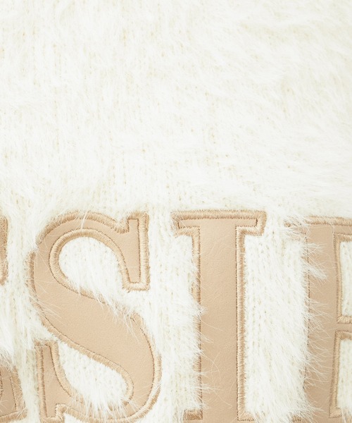 INGNI（イング）の「ショート丈フェザー貼付ロゴニット（ニット/セーター・レディース・グレー×ホワイト/アイボリー系3/アイボリー系4/ピンク系2・M）」の10枚目の写真