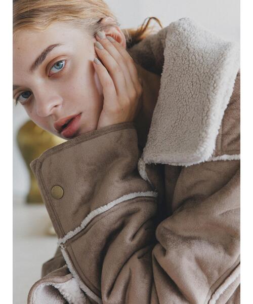 ehka sopo（エヘカソポ）の「エコムートンジャケット（ノーカラージャケット・レディース・ベージュ/キナリ/グレー・F）」の5枚目の写真