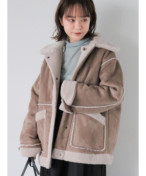 ehka sopo（エヘカソポ）の「エコムートンジャケット（ノーカラージャケット・レディース・ベージュ/キナリ/グレー・F）」の8枚目の写真