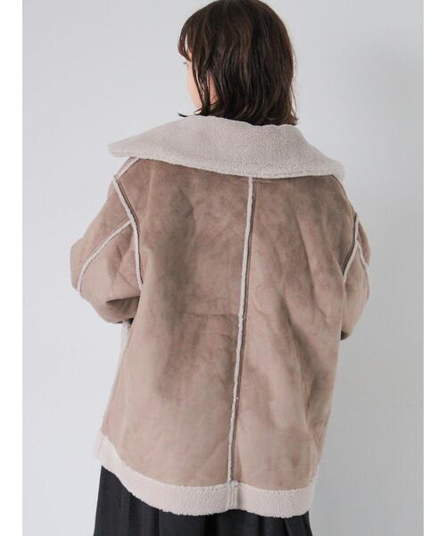 ehka sopo（エヘカソポ）の「エコムートンジャケット（ノーカラージャケット・レディース・ベージュ/キナリ/グレー・F）」の10枚目の写真