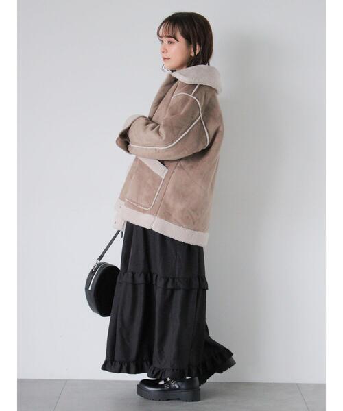 ehka sopo（エヘカソポ）の「エコムートンジャケット（ノーカラージャケット・レディース・ベージュ/キナリ/グレー・F）」の13枚目の写真