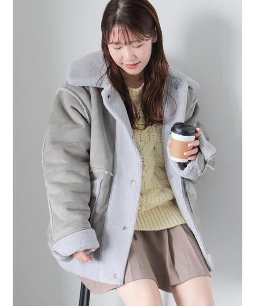 ehka sopo（エヘカソポ）の「エコムートンジャケット（ノーカラージャケット・レディース・ベージュ/キナリ/グレー・F）」の15枚目の写真