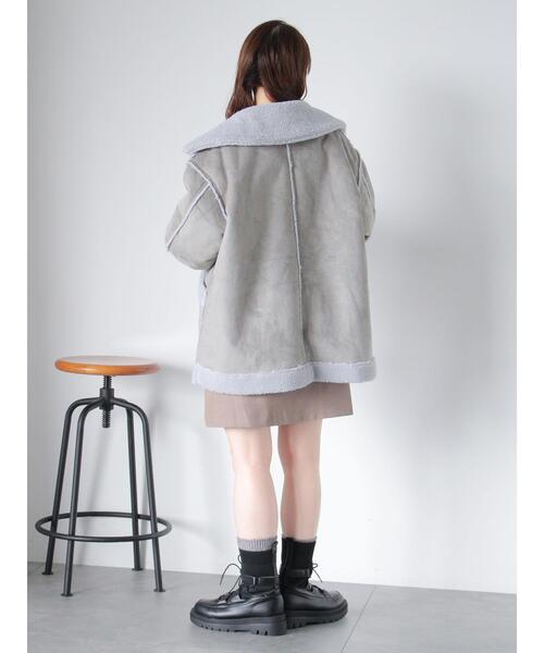 ehka sopo（エヘカソポ）の「エコムートンジャケット（ノーカラージャケット・レディース・ベージュ/キナリ/グレー・F）」の21枚目の写真