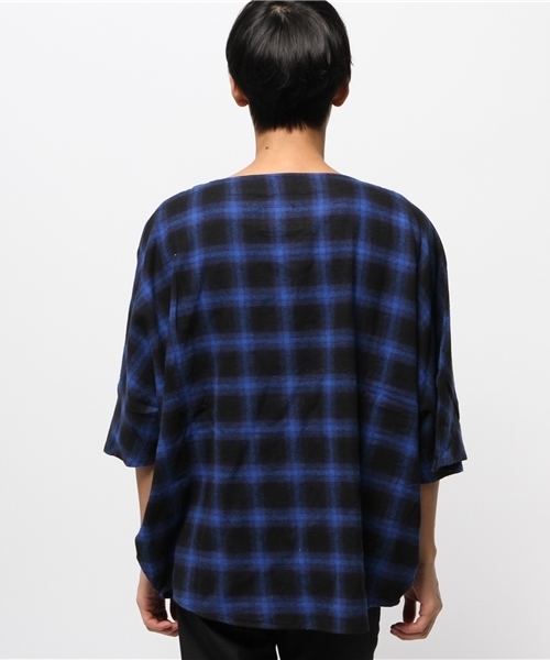 CIAOPANIC（チャオパニック）の「【Ciaopanic】　オンプレCKネルポンチョ（シャツ/ブラウス・メンズ・ブルー/レッド・LARGE/MEDIUM）」の3枚目の写真