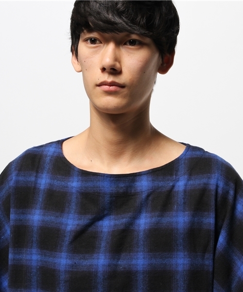 CIAOPANIC（チャオパニック）の「【Ciaopanic】　オンプレCKネルポンチョ（シャツ/ブラウス・メンズ・ブルー/レッド・LARGE/MEDIUM）」の4枚目の写真