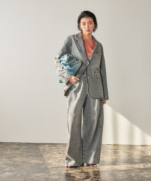 BAYFLOW（ベイフロー）の「[2段階サイズ調整可能]アジャストワイドデニム（デニムパンツ・レディース・インディゴブルー/グレー・MEDIUM/SMALL）」の21枚目の写真