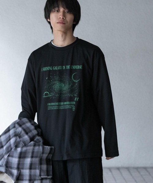 SENSE OF PLACE by URBAN RESEARCH（センスオブプレイスバイアーバンリサーチ）の「Galaxy Graphic Long-Sleeve T-shirts（Tシャツ/カットソー・メンズ・ブラック/ライトグレー/ホワイト・MEDIUM/LARGE）」の5枚目の写真
