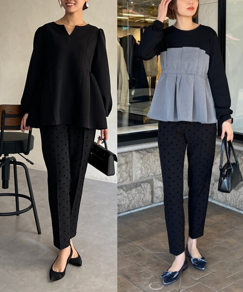 Chez toi（シェトワ）の「【セレモニー対応可】フロッキードットテーパードパンツ（その他パンツ・レディース・ブラック/ネイビー/ベージュ/ブラック系その他・MEDIUM/PM）」の5枚目の写真