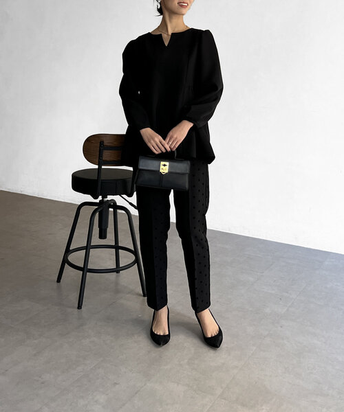 Chez toi（シェトワ）の「【セレモニー対応可】フロッキードットテーパードパンツ（その他パンツ・レディース・ブラック/ネイビー/ベージュ/ブラック系その他・MEDIUM/PM）」の14枚目の写真