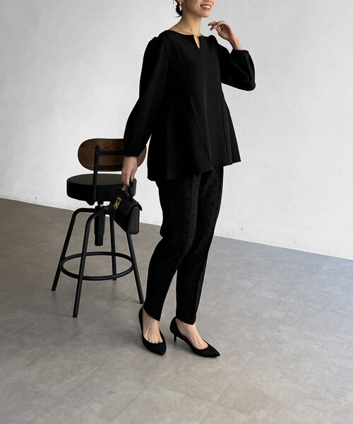 Chez toi（シェトワ）の「【セレモニー対応可】フロッキードットテーパードパンツ（その他パンツ・レディース・ブラック/ネイビー/ベージュ/ブラック系その他・MEDIUM/PM）」の15枚目の写真