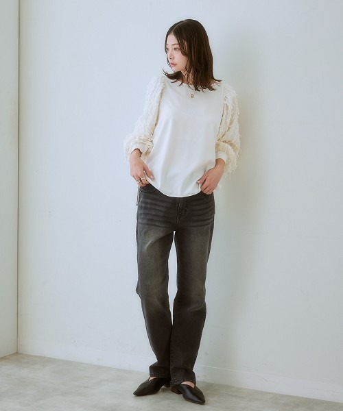 nissen(ニッセン)の「ボリューム袖フリンジファー使いブラウス(シャツ/ブラウス・レディース・アイボリー/ブラック・LL/S/M/L/3L)」の4枚目の写真