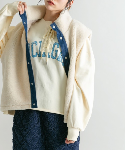 KBF（ケイビーエフ）の「レースアップロゴスウェット（スウェット・レディース・ブラウン/アイボリー/グレー・ONE）」の12枚目の写真