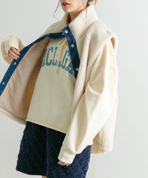 KBF（ケイビーエフ）の「レースアップロゴスウェット（スウェット・レディース・ブラウン/アイボリー/グレー・ONE）」の13枚目の写真