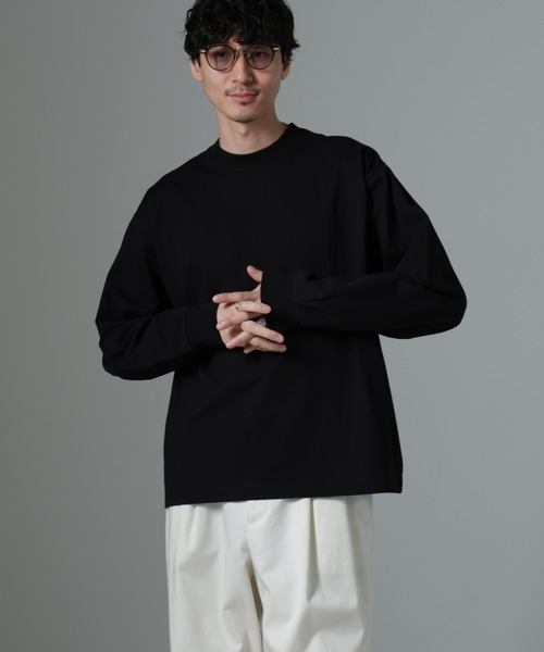 NANO universe（ナノユニバース）の「ビッグシルエットワンポイントTシャツ 長袖（Tシャツ/カットソー・メンズ・ホワイト/ブラック/モスグリーン/ベージュ系その他・M/L）」の5枚目の写真