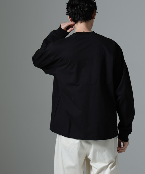 NANO universe（ナノユニバース）の「ビッグシルエットワンポイントTシャツ 長袖（Tシャツ/カットソー・メンズ・ホワイト/ブラック/モスグリーン/ベージュ系その他・M/L）」の7枚目の写真