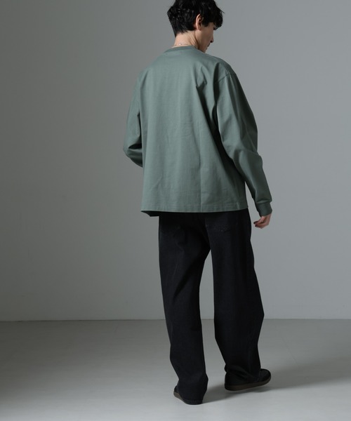 NANO universe（ナノユニバース）の「ビッグシルエットワンポイントTシャツ 長袖（Tシャツ/カットソー・メンズ・ホワイト/ブラック/モスグリーン/ベージュ系その他・M/L）」の19枚目の写真