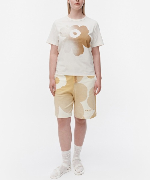 【新品未使用】marimekko (セイレーニ)プリントt-shirt Lサイズ ＆ビッグプリント オーバーサイズTシャツ＜ホワイト＞(S