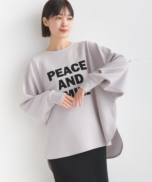 OMNES(オムネス)の「ソフトダンボールニットフロッキープリントドルマンプルオーバー(Tシャツ/カットソー・レディース・モカ/チャコールグレー/グレイッシュベージュ/ブラック/アイボリー・FREE)」の5枚目の写真