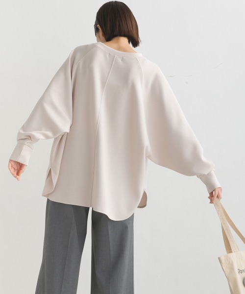 OMNES(オムネス)の「ソフトダンボールニットフロッキープリントドルマンプルオーバー(Tシャツ/カットソー・レディース・モカ/チャコールグレー/グレイッシュベージュ/ブラック/アイボリー・FREE)」の8枚目の写真