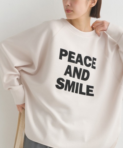 OMNES(オムネス)の「ソフトダンボールニットフロッキープリントドルマンプルオーバー(Tシャツ/カットソー・レディース・モカ/チャコールグレー/グレイッシュベージュ/ブラック/アイボリー・FREE)」の9枚目の写真