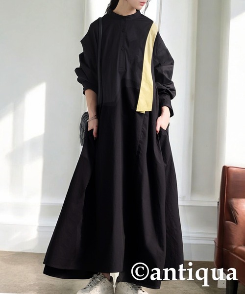 antiqua(アンティカ)の「ライン切り替えワンピース(ワンピース・レディース・ブラック・ONESIZE)」の3枚目の写真