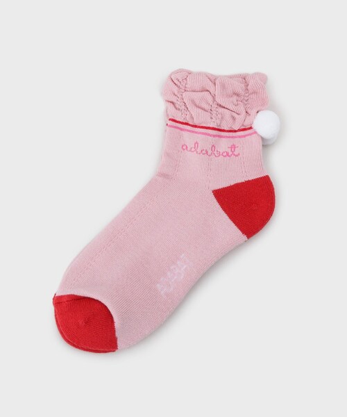 adabat（アダバット）の「フレンチボンボンショートソックス（ソックス/靴下・レディース・ベビーピンク/ホワイト/ネイビー・00）」の4枚目の写真