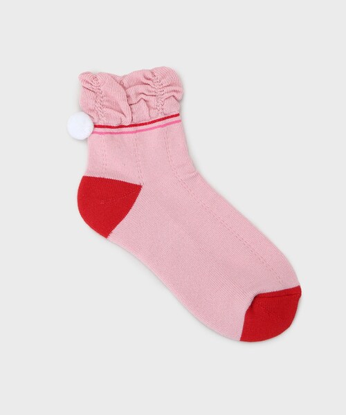 adabat（アダバット）の「フレンチボンボンショートソックス（ソックス/靴下・レディース・ベビーピンク/ホワイト/ネイビー・00）」の5枚目の写真