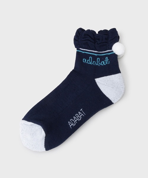 adabat（アダバット）の「フレンチボンボンショートソックス（ソックス/靴下・レディース・ベビーピンク/ホワイト/ネイビー・00）」の3枚目の写真