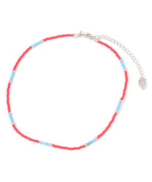 LOWRYS FARM(ローリーズファーム)の「細カラービーズネックレス 291590(ネックレス・レディース・レッド/ブルー・FREE)」の1枚目の写真