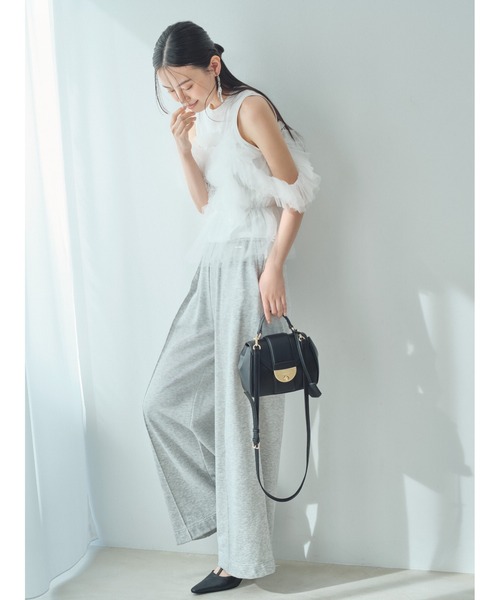 FRAY I.D（フレイアイディー）の「【WEB限定カラー】スウェットタックパンツ（スウェットパンツ・レディース・ピンク/ライトグレー/ホワイト/チャコールグレー・1/0）」の5枚目の写真