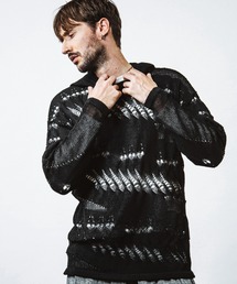 NO ID.（ノーアイディ）の「【NO ID.】Sheer Knit Big Parka / シアー ニット ビッグ パーカ（ニット/セーター）」