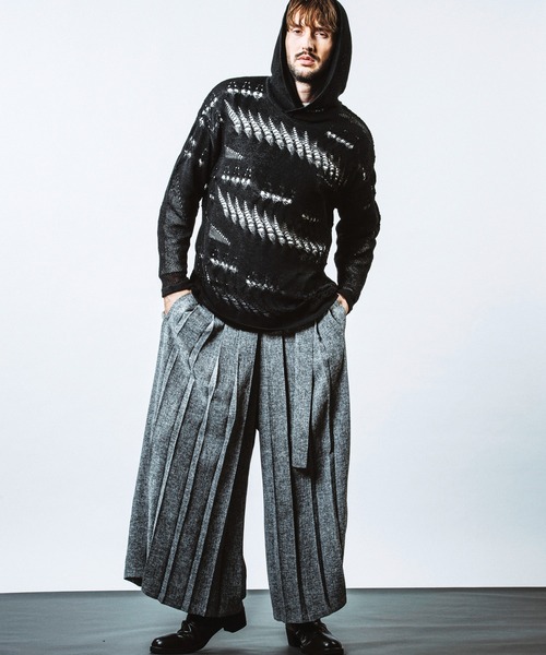 NO ID.(ノーアイディ)の「【NO ID.】Sheer Knit Big Parka / シアー ニット ビッグ パーカ(ニット/セーター・メンズ・その他24/ワイン/ブラック・ONE SIZE)」の19枚目の写真