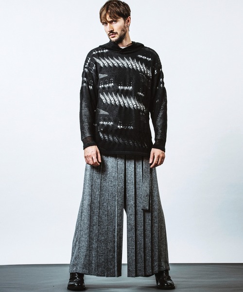 NO ID.(ノーアイディ)の「【NO ID.】Sheer Knit Big Parka / シアー ニット ビッグ パーカ(ニット/セーター・メンズ・その他24/ワイン/ブラック・ONE SIZE)」の20枚目の写真