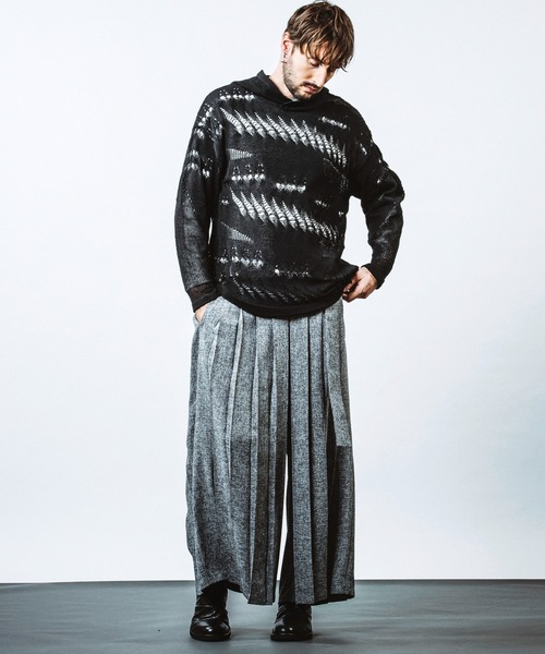 NO ID.(ノーアイディ)の「【NO ID.】Sheer Knit Big Parka / シアー ニット ビッグ パーカ(ニット/セーター・メンズ・その他24/ワイン/ブラック・ONE SIZE)」の21枚目の写真