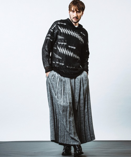 NO ID.(ノーアイディ)の「【NO ID.】Sheer Knit Big Parka / シアー ニット ビッグ パーカ(ニット/セーター・メンズ・その他24/ワイン/ブラック・ONE SIZE)」の22枚目の写真