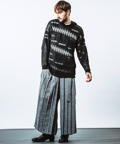 NO ID.(ノーアイディ)の「【NO ID.】Sheer Knit Big Parka / シアー ニット ビッグ パーカ(ニット/セーター・メンズ・その他24/ワイン/ブラック・ONE SIZE)」の13枚目の写真