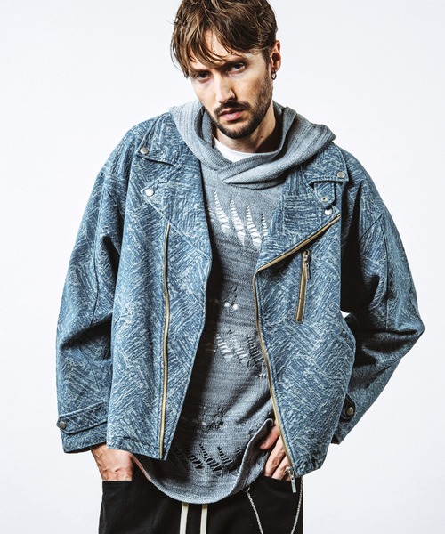NO ID.(ノーアイディ)の「【NO ID.】Sheer Knit Big Parka / シアー ニット ビッグ パーカ(ニット/セーター・メンズ・その他24/ワイン/ブラック・ONE SIZE)」の4枚目の写真