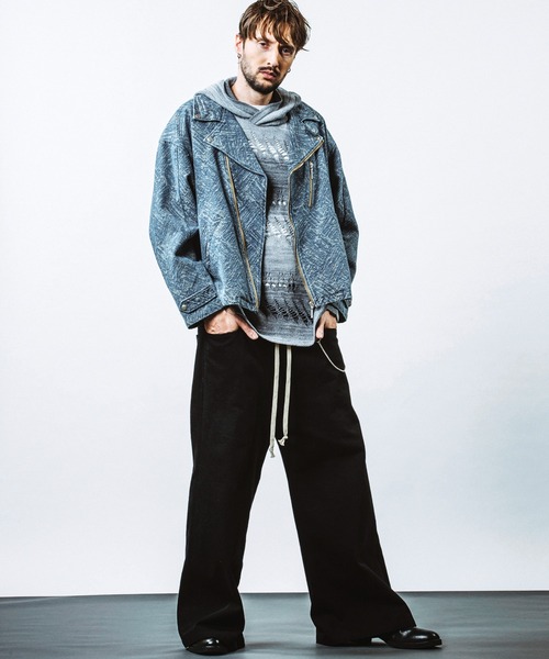 NO ID.(ノーアイディ)の「【NO ID.】Sheer Knit Big Parka / シアー ニット ビッグ パーカ(ニット/セーター・メンズ・その他24/ワイン/ブラック・ONE SIZE)」の5枚目の写真
