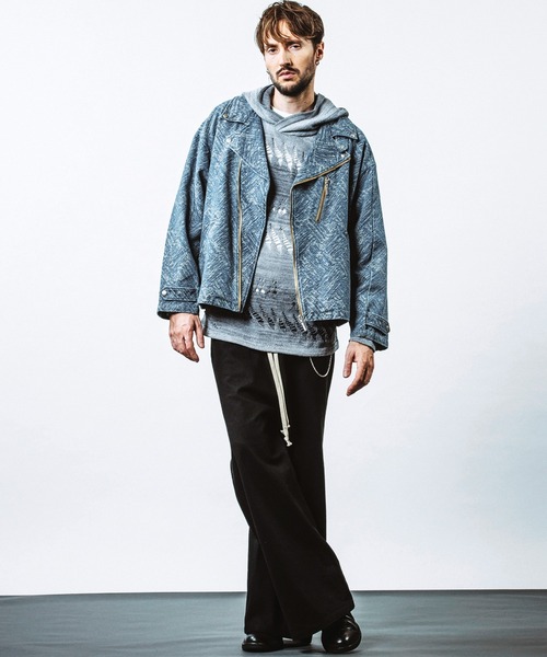 NO ID.(ノーアイディ)の「【NO ID.】Sheer Knit Big Parka / シアー ニット ビッグ パーカ(ニット/セーター・メンズ・その他24/ワイン/ブラック・ONE SIZE)」の6枚目の写真
