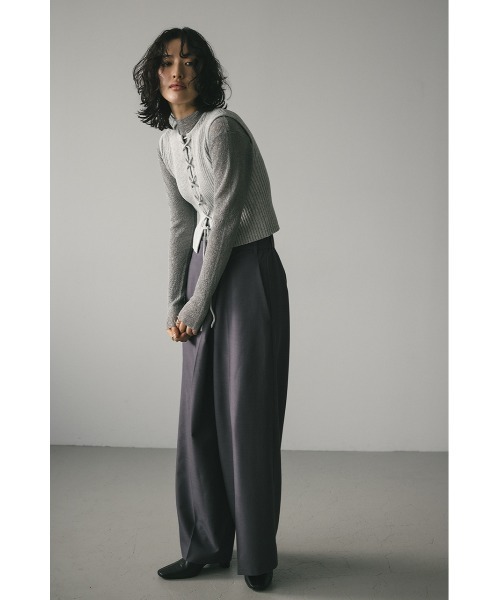 STYLEMIXER（スタイルミキサー）の「レースアップニットベスト（ベスト・レディース・アイボリー/グレー・FREE）」の12枚目の写真