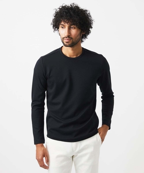 MICHEL KLEIN HOMME   （ミッシェルクランオム）の「ダブルフェイスクルーネック長袖カットソー（Tシャツ/カットソー・メンズ・ホワイト/ブラック/ラベンダー・MEDIUM/LARGE/X-LARGE）」の2枚目の写真