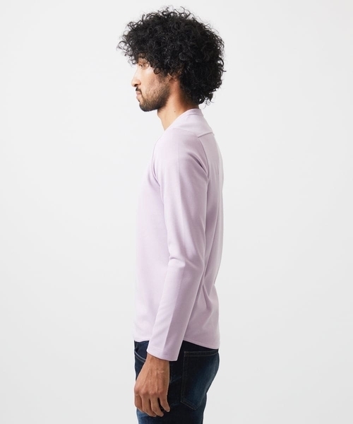 MICHEL KLEIN HOMME   （ミッシェルクランオム）の「ダブルフェイスクルーネック長袖カットソー（Tシャツ/カットソー・メンズ・ホワイト/ブラック/ラベンダー・MEDIUM/LARGE/X-LARGE）」の5枚目の写真