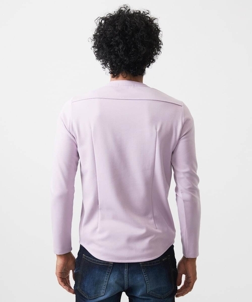 MICHEL KLEIN HOMME   （ミッシェルクランオム）の「ダブルフェイスクルーネック長袖カットソー（Tシャツ/カットソー・メンズ・ホワイト/ブラック/ラベンダー・MEDIUM/LARGE/X-LARGE）」の6枚目の写真