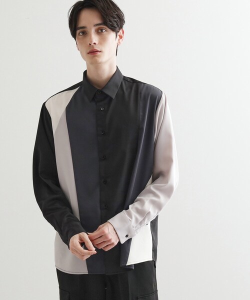 tk.TAKEO KIKUCHI（ティーケータケオキクチ）の「ダイヤゴナルスイッチシャツ（シャツ/ブラウス・メンズ・ホワイト系5/ブラック系4/ブルー系4・01/02/03）」の2枚目の写真